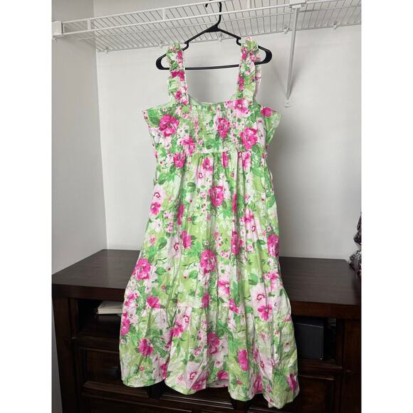 Torrid Midi Poplin Tiered Ruffle Strap Dress Floral NWT - Picture 4 of 9